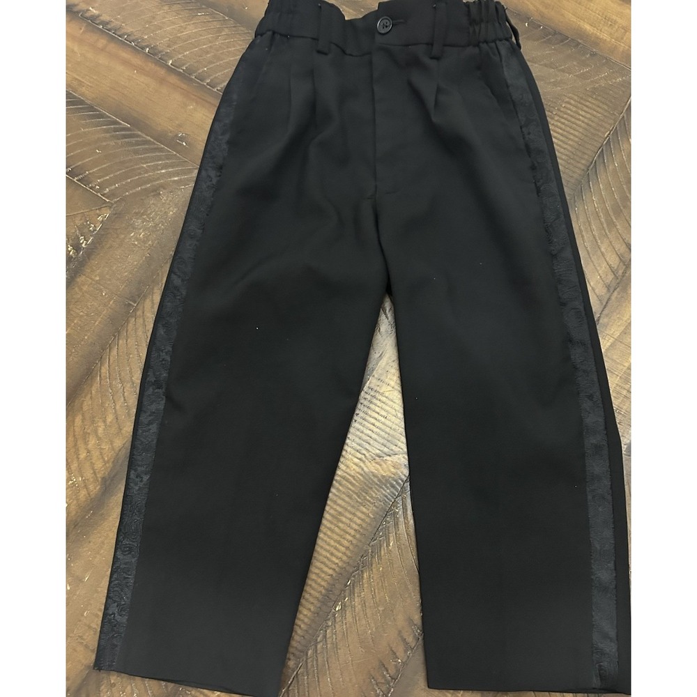 Boys Size 4T Black Tuxedo Pants Toddler Child Kid Wedding‎ Ring Bearer